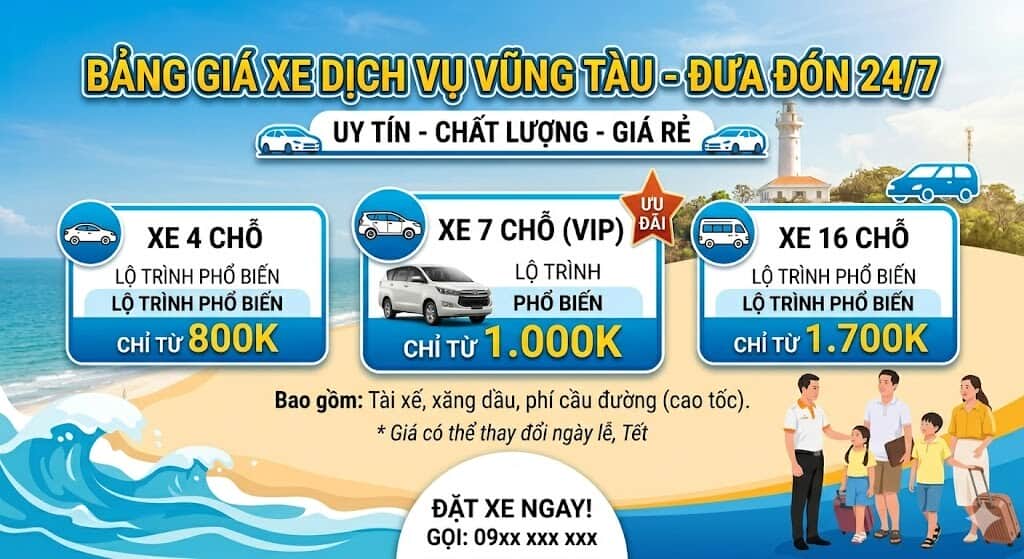 Giá xe dịch vu vung tau